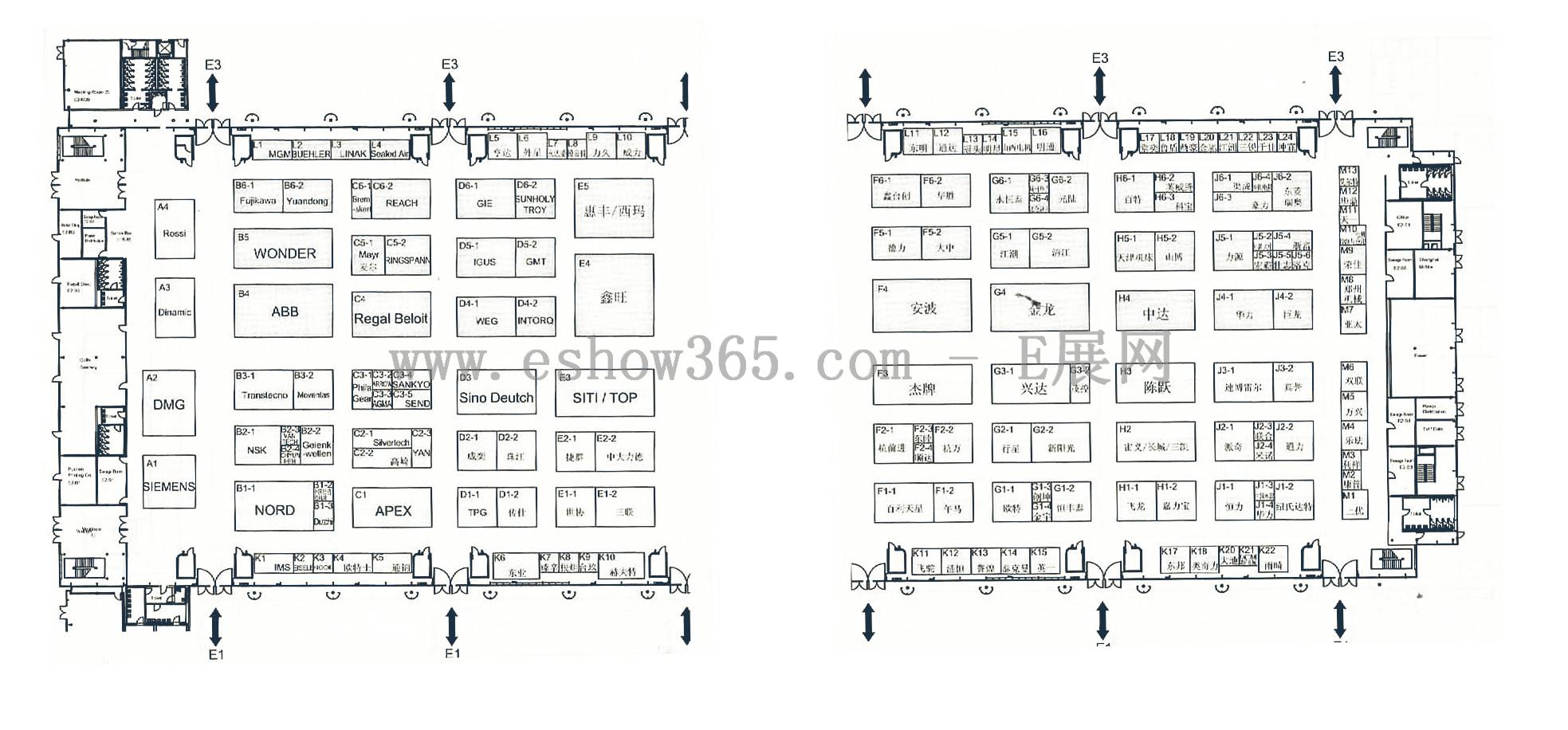 2012亚洲国际动力传动展和亚洲物流展的平面图